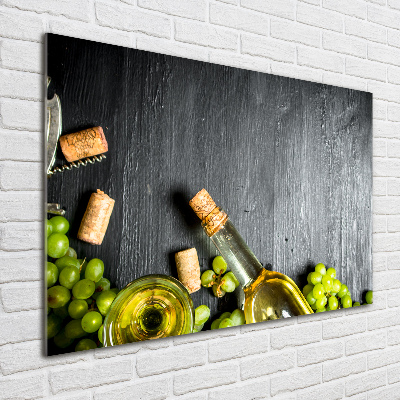 Tableau sur verre Vin blanc et fruits