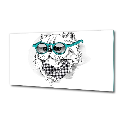 Tableau sur verre Chat en lunettes