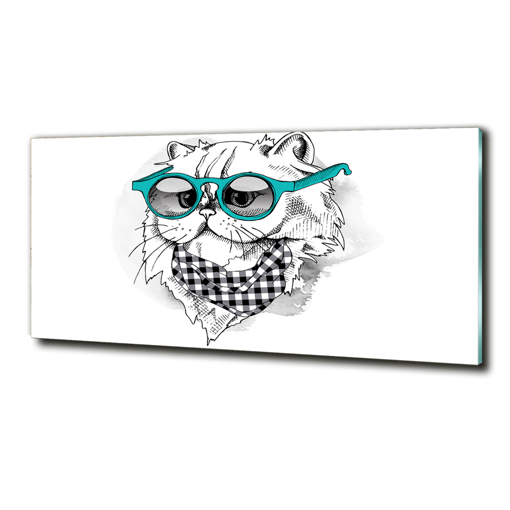 Tableau sur verre Chat en lunettes