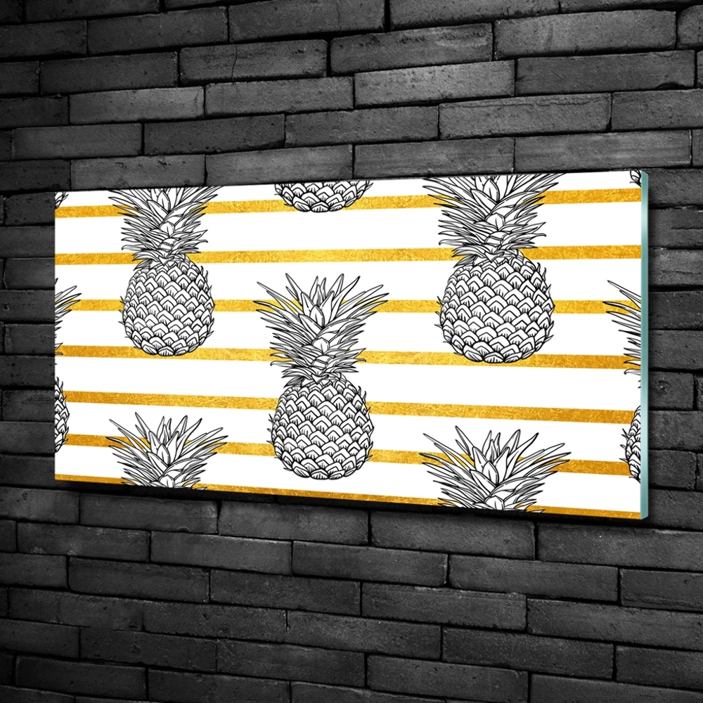 Tableau photo sur verre Ananas rayés