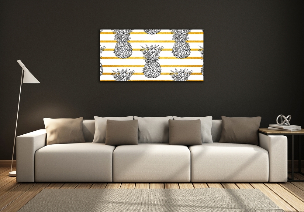 Tableau photo sur verre Ananas rayés