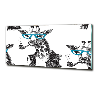 Tableau imprimé sur verre Girafe avec lunettes