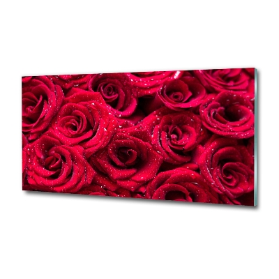 Tableau verre imprimé Gouttes sur roses