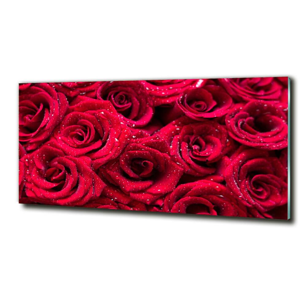 Tableau verre imprimé Gouttes sur roses