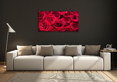 Tableau verre imprimé Gouttes sur roses