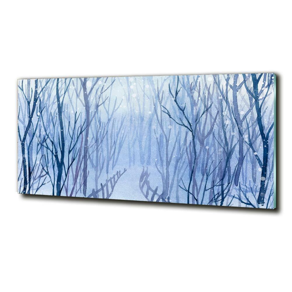 Tableau en verre Forêt en hiver