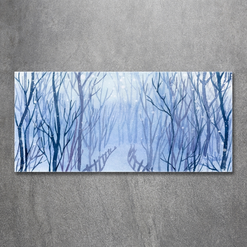 Tableau en verre Forêt en hiver