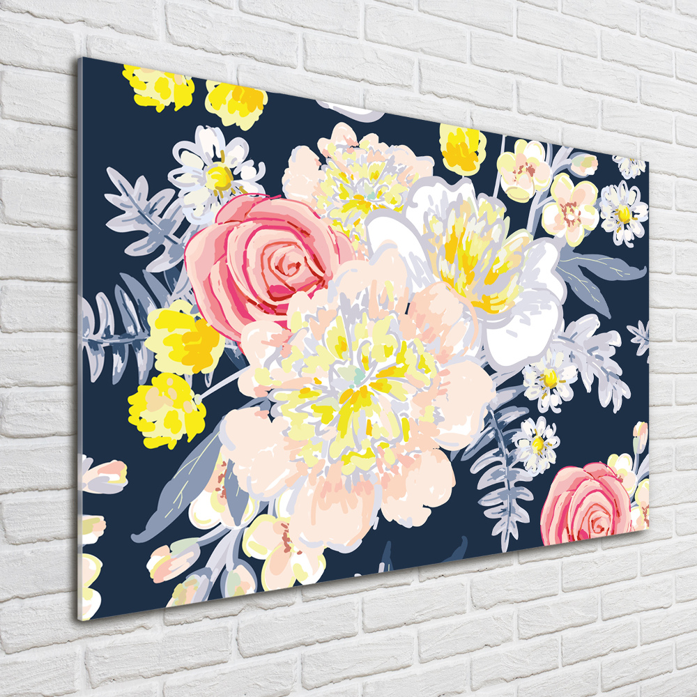 Tableau imprimé sur verre Design floral