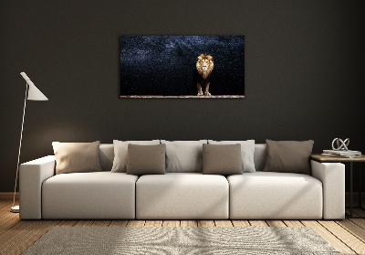 Tableau sur verre Lion sur fond d'étoiles