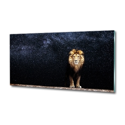 Tableau sur verre Lion sur fond d'étoiles