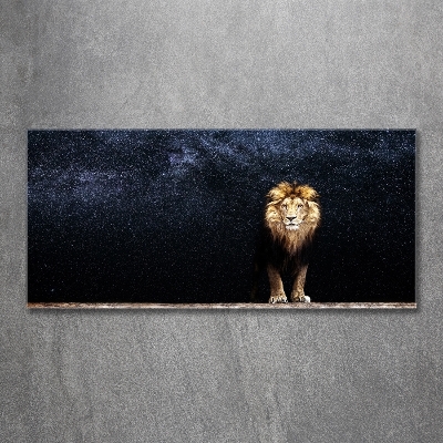 Tableau sur verre Lion sur fond d'étoiles