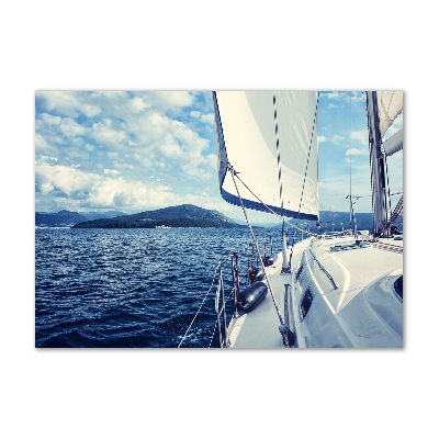 Tableau imprimé sur verre Yacht devant la mer