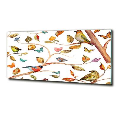 Tableau verre imprimé Oiseaux et papillons