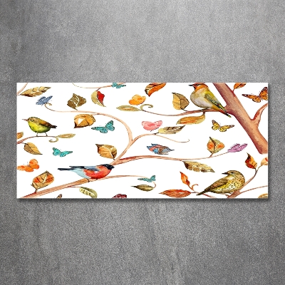 Tableau verre imprimé Oiseaux et papillons