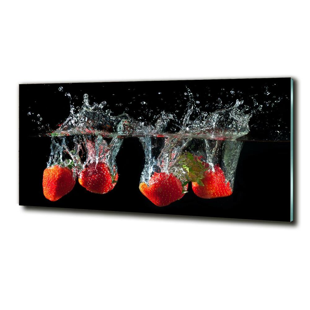 Tableau photo sur verre Fraises sous l'eau