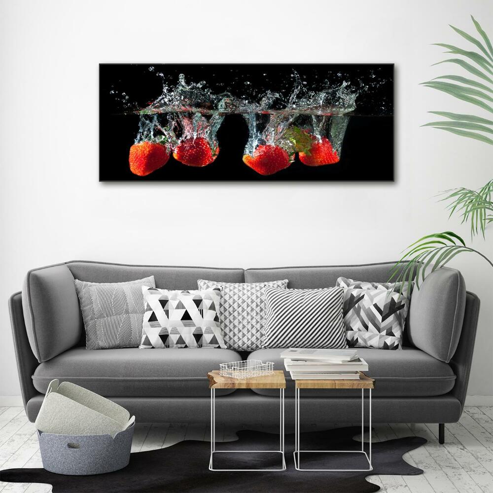 Tableau photo sur verre Fraises sous l'eau