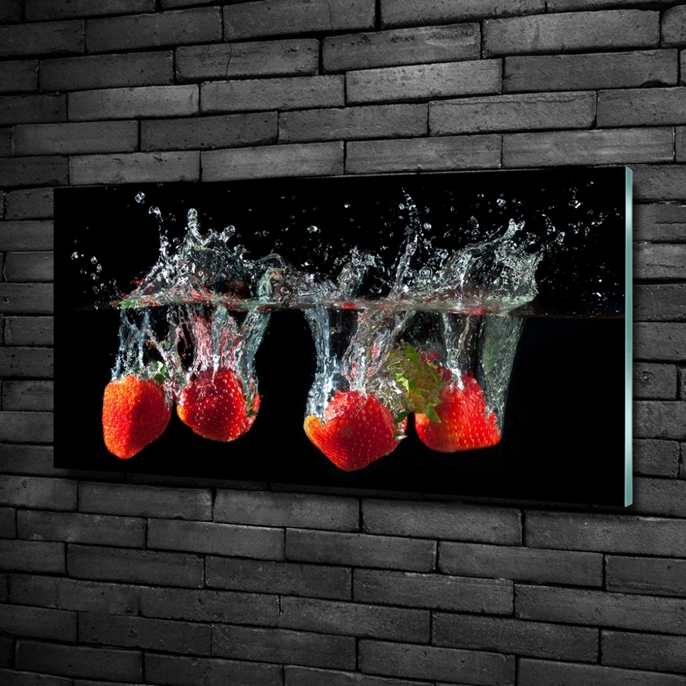 Tableau photo sur verre Fraises sous l'eau