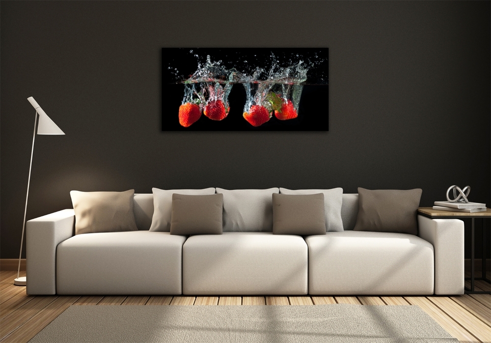 Tableau photo sur verre Fraises sous l'eau