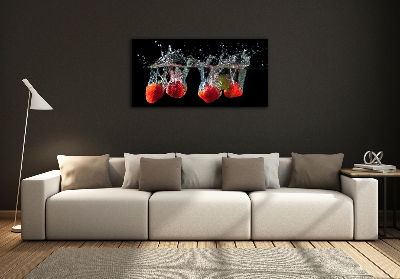 Tableau photo sur verre Fraises sous l'eau