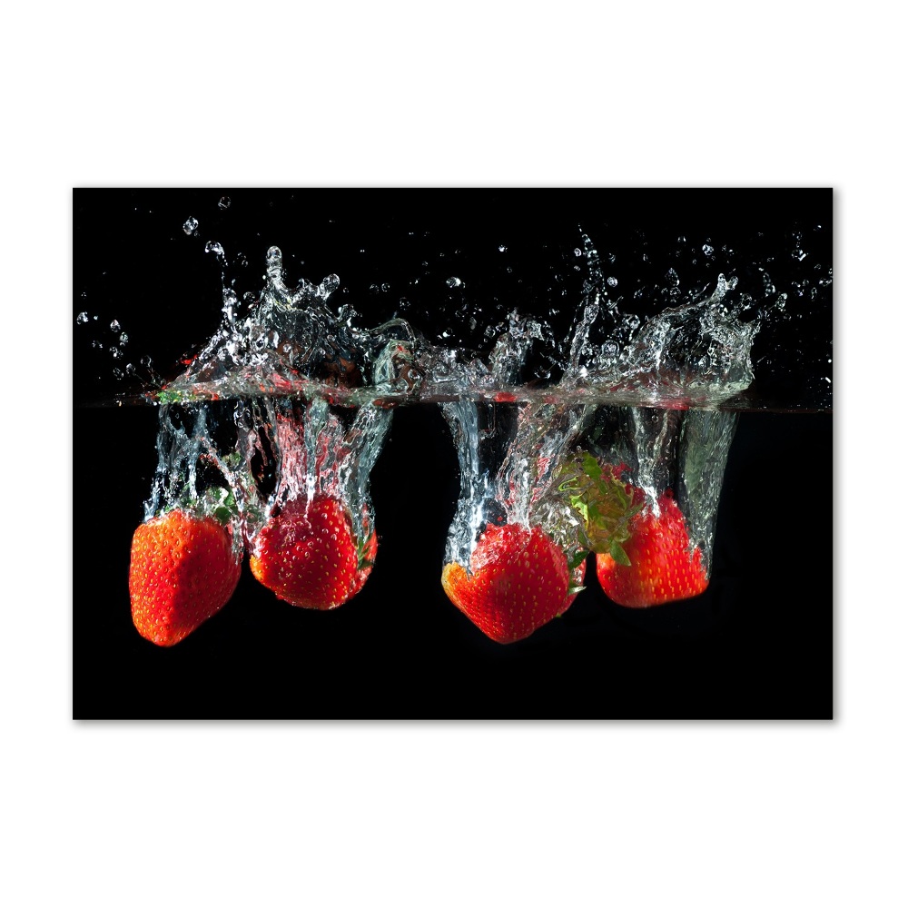 Tableau photo sur verre Fraises sous l'eau