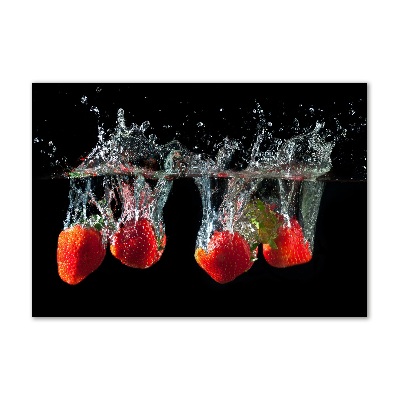 Tableau photo sur verre Fraises sous l'eau