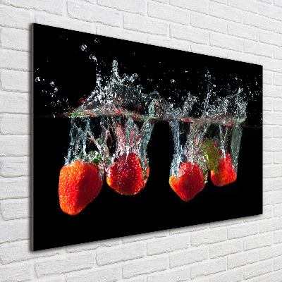 Tableau photo sur verre Fraises sous l'eau