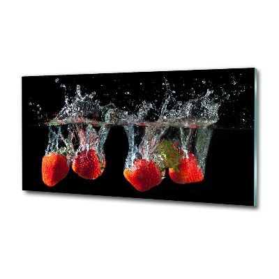 Tableau photo sur verre Fraises sous l'eau