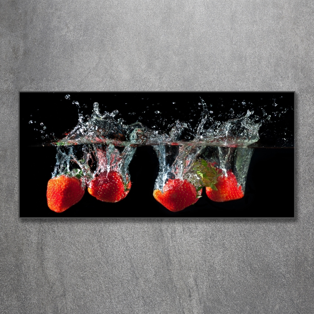 Tableau photo sur verre Fraises sous l'eau