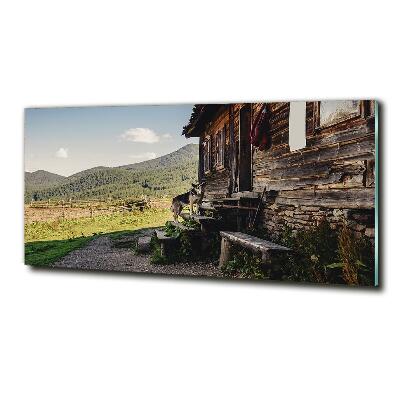 Tableau sur verre Maison en bois montagne