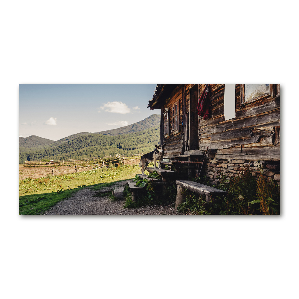 Tableau sur verre Maison en bois montagne