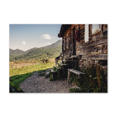 Tableau sur verre Maison en bois montagne