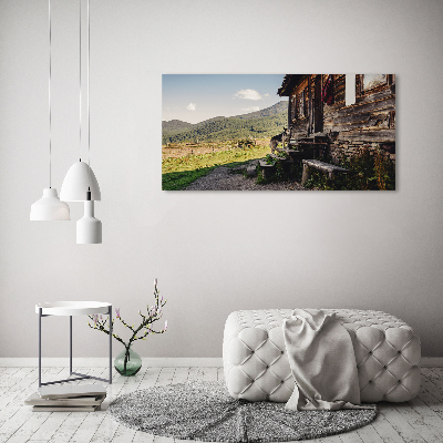 Tableau sur verre Maison en bois montagne