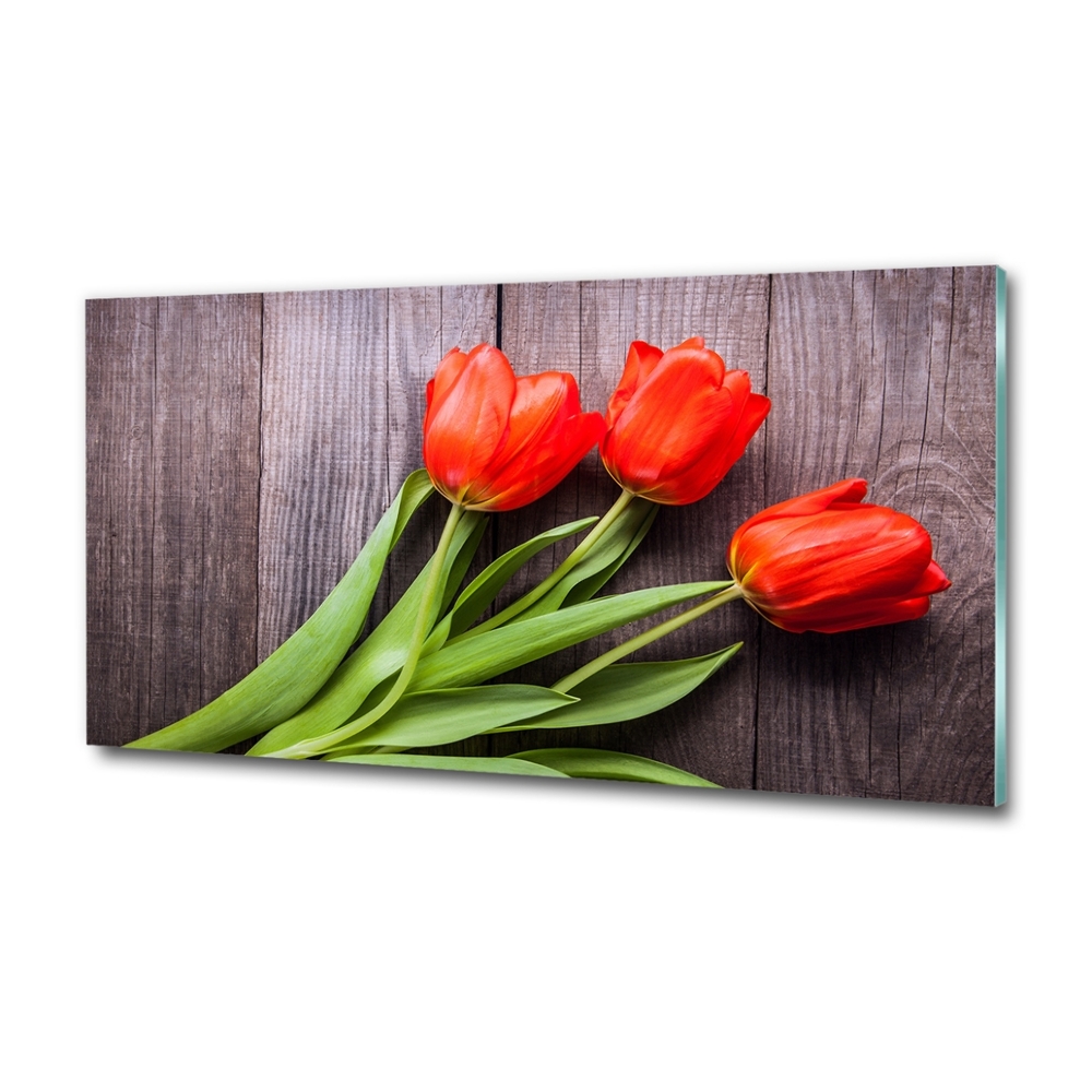 Tableau sur verre Tulipes rouges