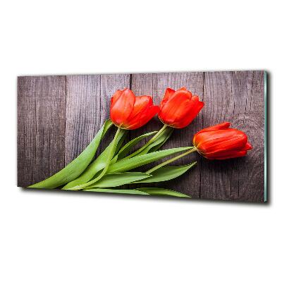 Tableau sur verre Tulipes rouges