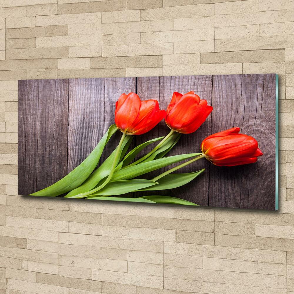 Tableau sur verre Tulipes rouges