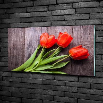 Tableau sur verre Tulipes rouges