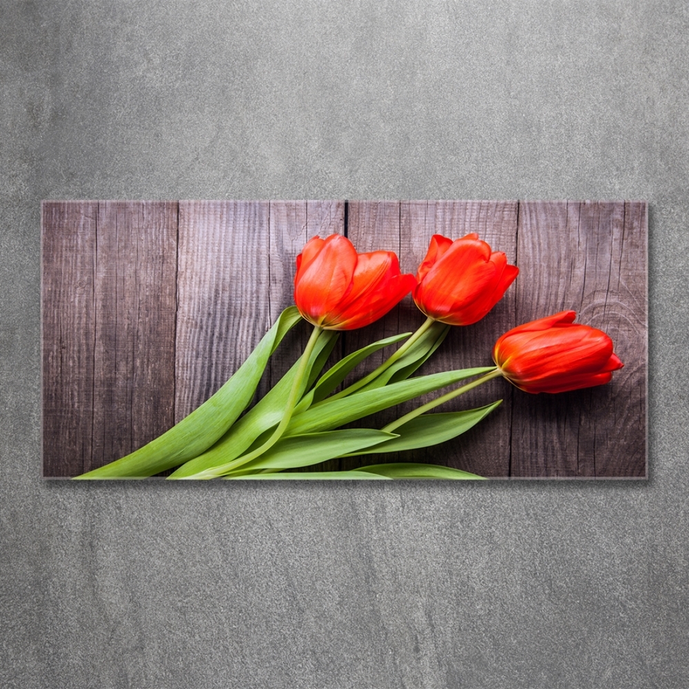 Tableau sur verre Tulipes rouges