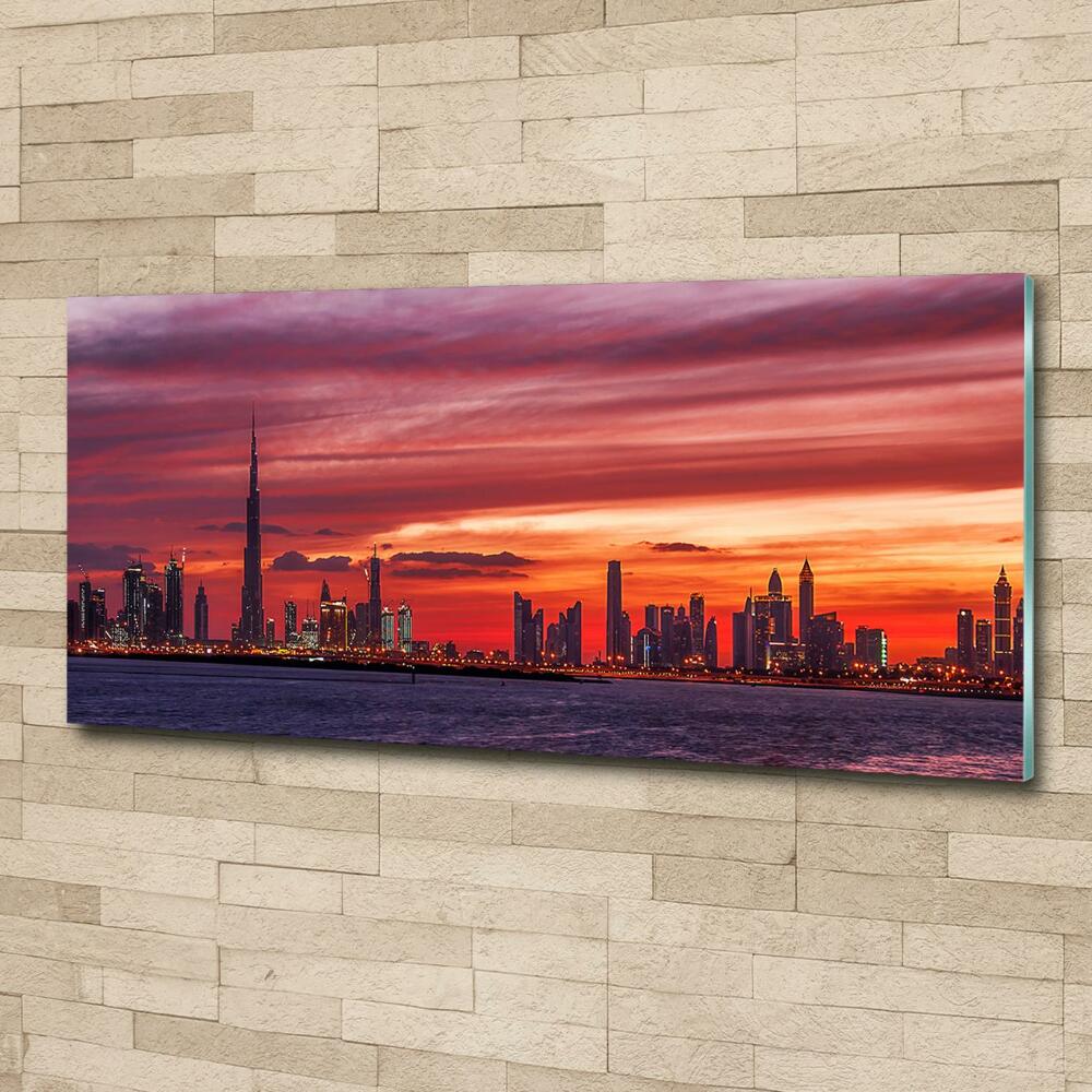 Tableau en verre Coucher de soleil Dubaï