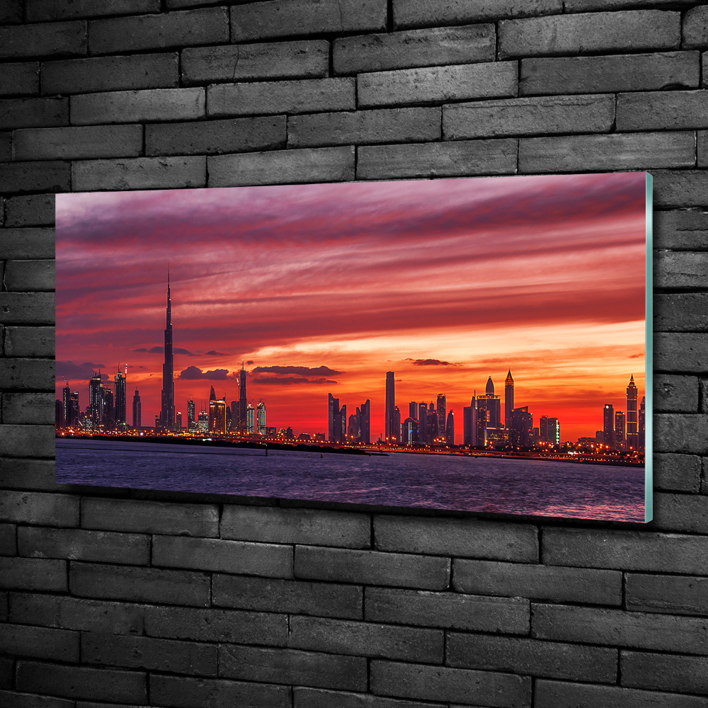 Tableau en verre Coucher de soleil Dubaï