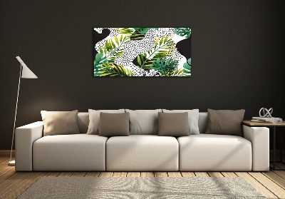 Tableau verre imprimé Feuilles tropicales motif géométrique