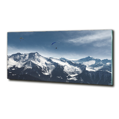 Tableau imprimé sur verre Parapente Alpes