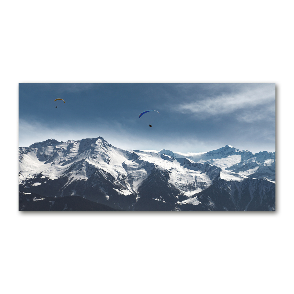 Tableau imprimé sur verre Parapente Alpes