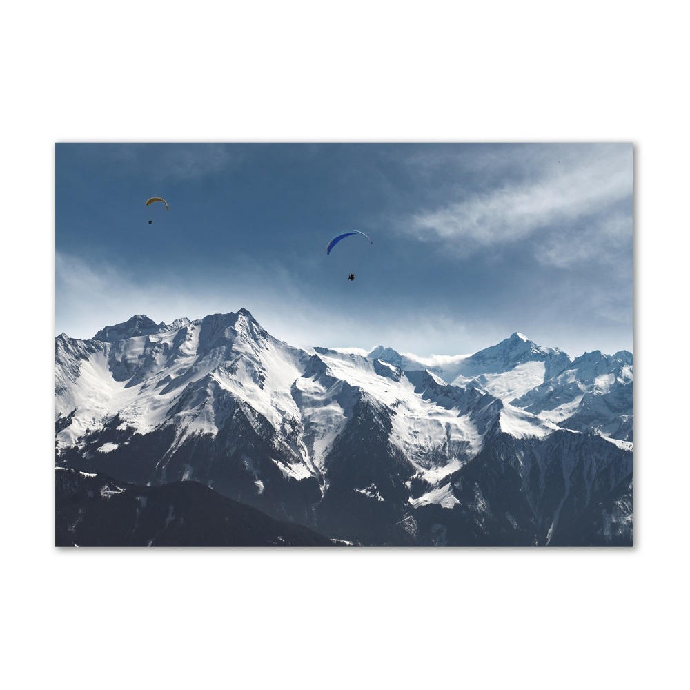 Tableau imprimé sur verre Parapente Alpes