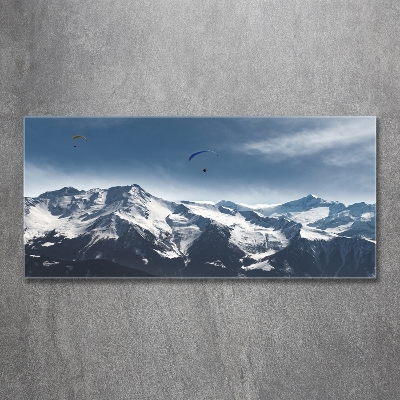 Tableau imprimé sur verre Parapente Alpes