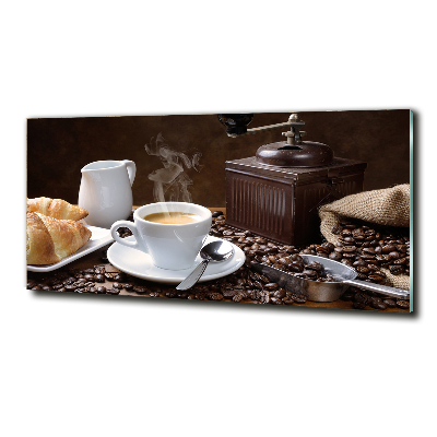 Tableau imprimé sur verre Croissants et café