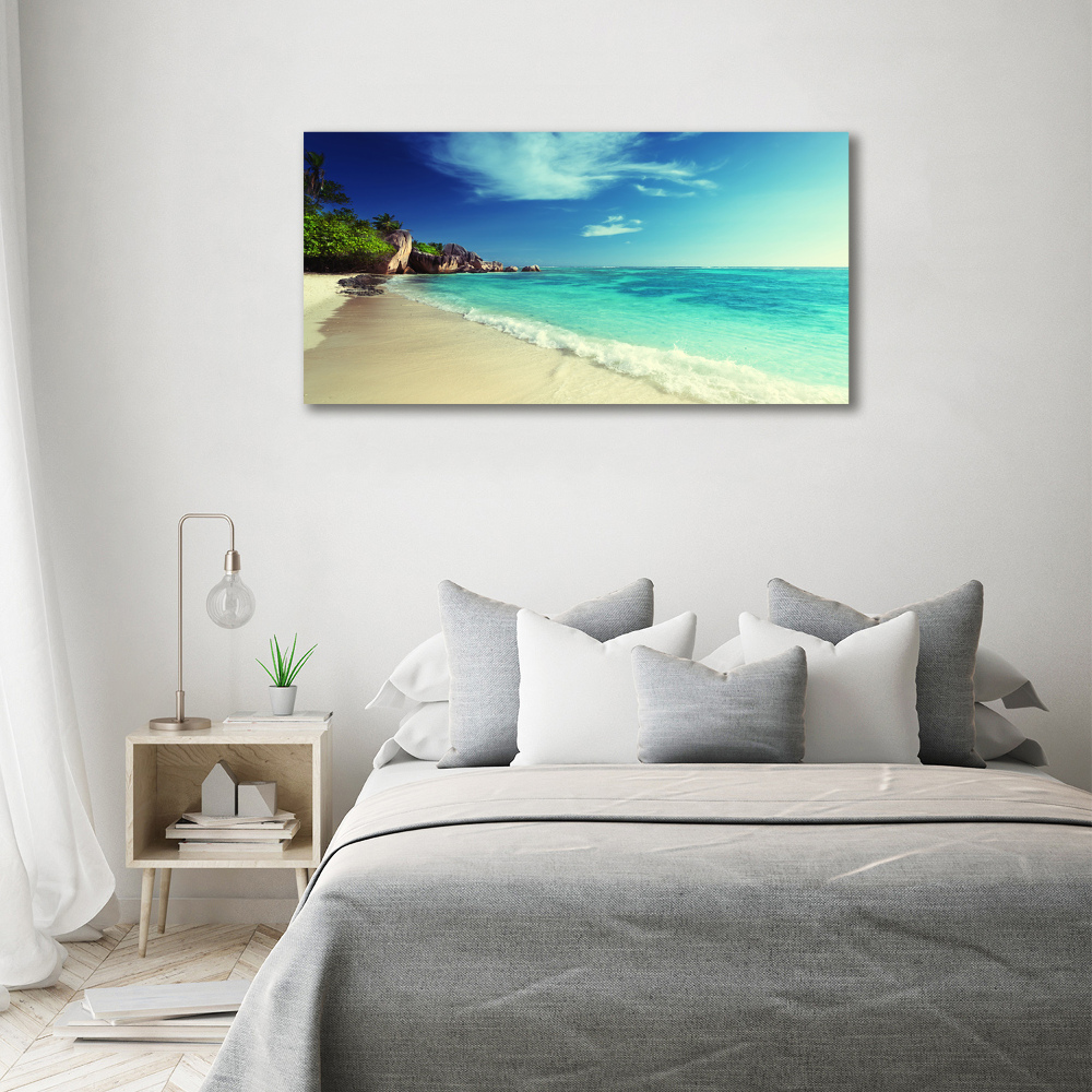 Tableau en verre Plage des Seychelles