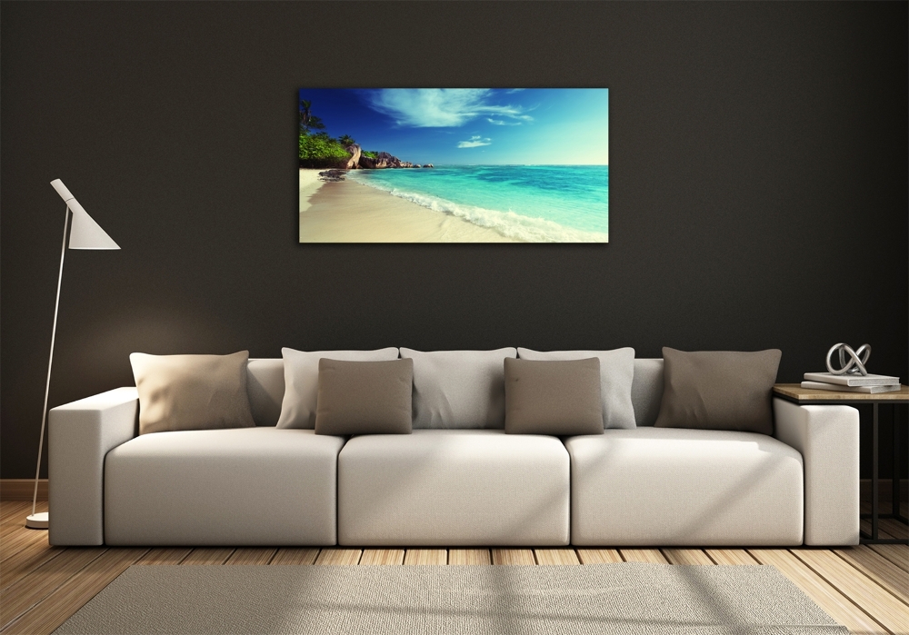 Tableau en verre Plage des Seychelles