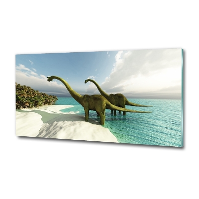 Tableau photo sur verre Dinosaures sur la plage