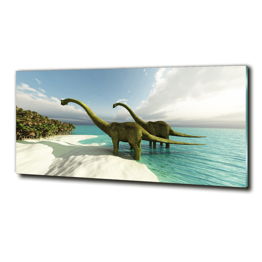 Tableau photo sur verre Dinosaures sur la plage