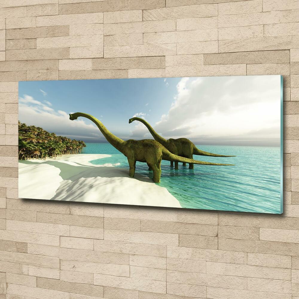 Tableau photo sur verre Dinosaures sur la plage